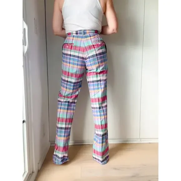 Vintage Polo Ralph Lauren Plaid Madras Golf Pants W 29 High Waist Classic Prep